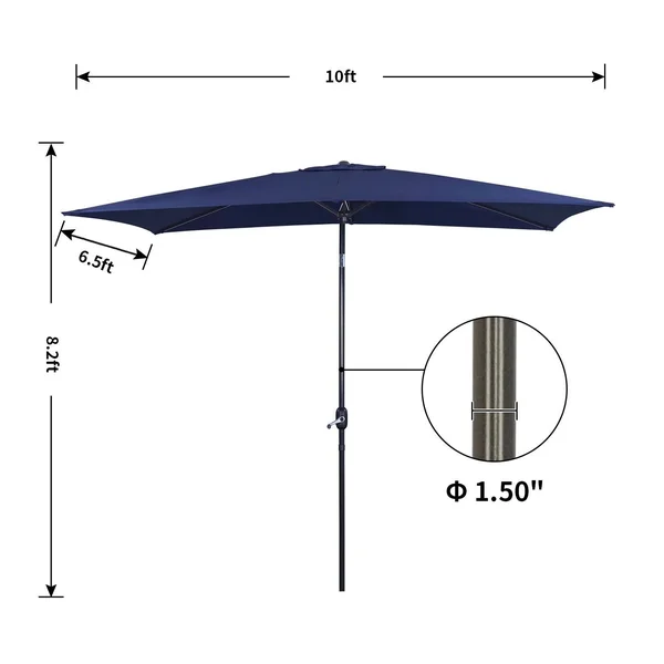 Bonosuki 10 x 6.5-Ft. Rectangular Patio Umbrella - Navy Blue