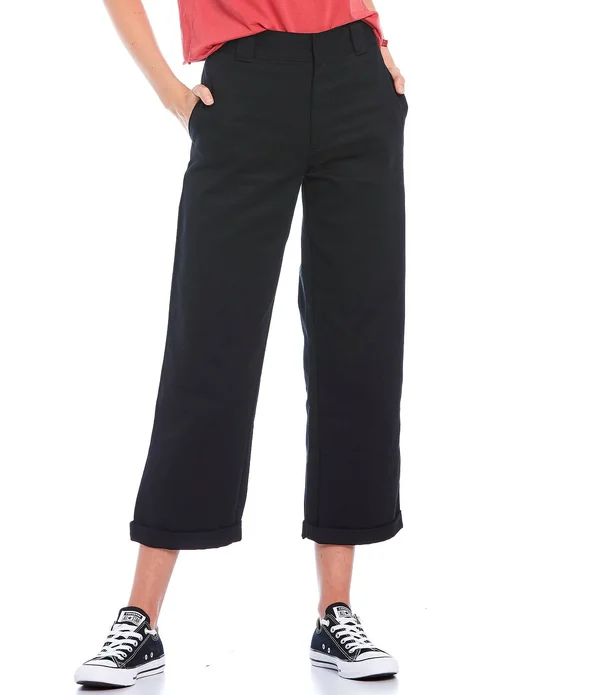 Dickies Girl Work Crop Roll Hem Pants Black 9
