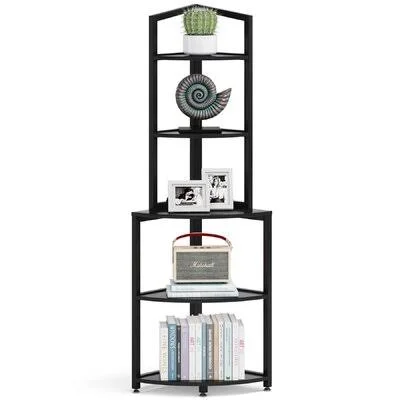5-Tier Corner Shelf, Corner Bookcase Small Bookshelf Industrial Corner Storage Rack Plant Stand Etagere Bookcase 17 Stories Color