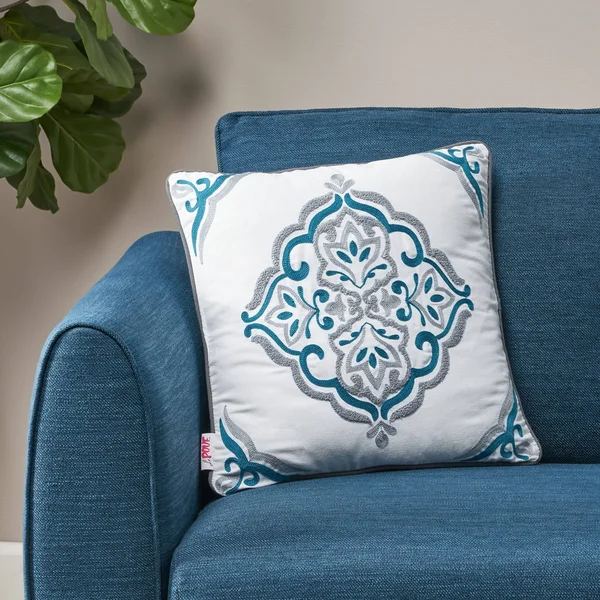 Anneli Modern Fabric Throw Pillow - Blue/Beige by GDFStudio