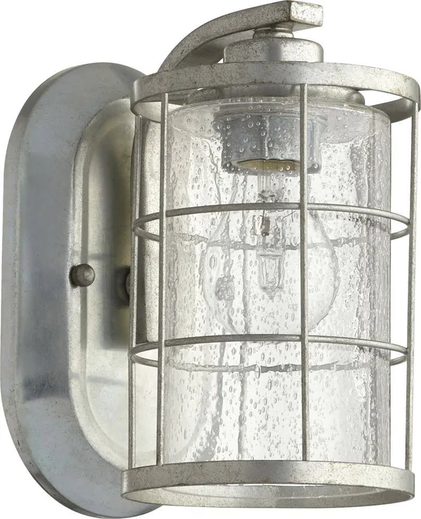 1 Light 9 inch Tall Wall Sconce in Steel with Glass Diffuser and Clear Seeded Shade 219940