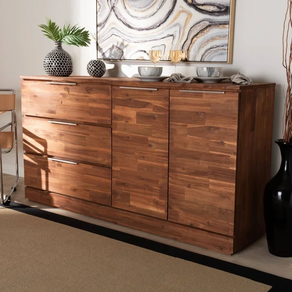 Carbon Loft Sonique Contemporary Brown Wood 3-Drawer Dining Room Sideboard