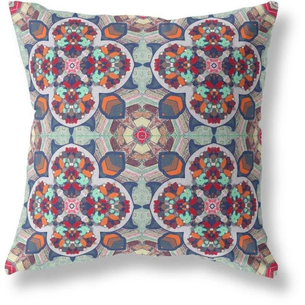 Amrita Sen Designs Clover Leaf Floral Broadcloth Zippered Pillow Muted Green Orange 18x22x18x22