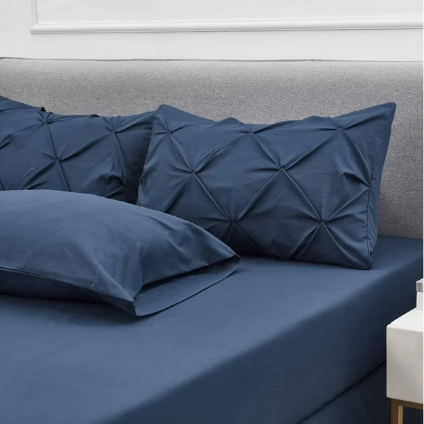 Bedsure Blue Comforter Set Queen - 8 Pieces Pintuck Bed in A Bag Queen, Navy Queen Bed Set with Comforters, Sheets, Pillowcases