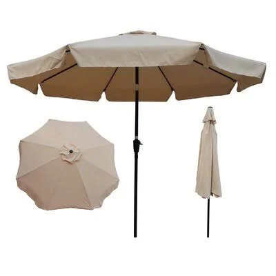 10 ft Patio Umbrella Market Table Round Umbrella Outdoor Garden with Crank and Push Button Tilt for Garden Deck Backyard Pool Sh - 60.63" x 5.7" x