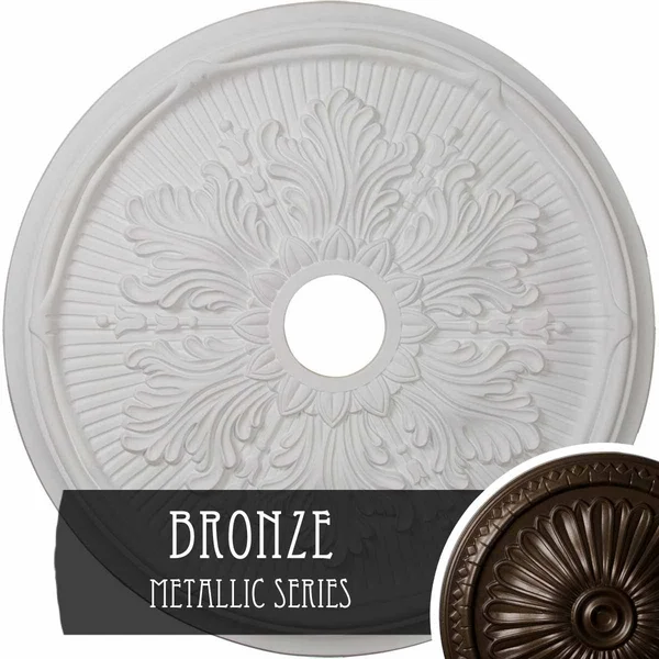 23 3/4x22OD x 3 5/8x22ID x 1 7/8x22P Luton Leaf Ceiling Medallion (Fits Canopies Up to 3 5/8x22) - Hand-Painted Bronze