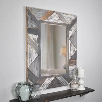 Union Rustic Oakes Salvaged Planks Accent Mirror, Gray