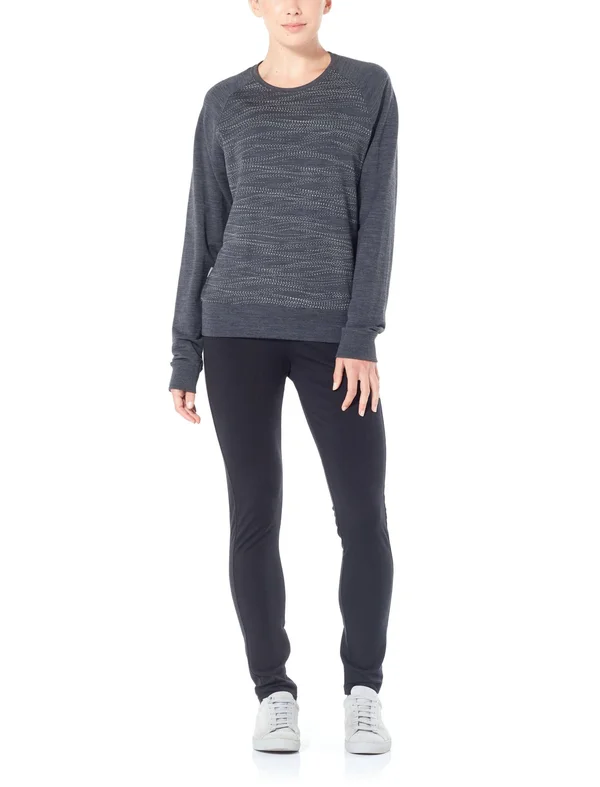 Icebreaker Women's Zoya Long Sleeve Crewe Drift Horizons Jet Heather L