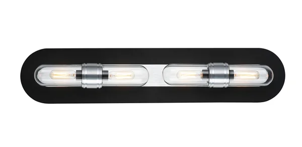 Maxim Lighting 21704CLBKAL Dual 4-Light Bath Vanity in Black - Brushed Aluminum