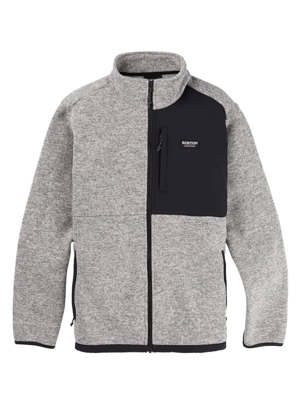 Burton Men's Hayrider Sweater Full-Zip Fleece, Gray Heather, L