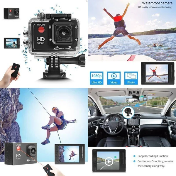 DROGRACE WP200 Sports Action Camera Video Camera Waterproof Digital Cam Car Dash
