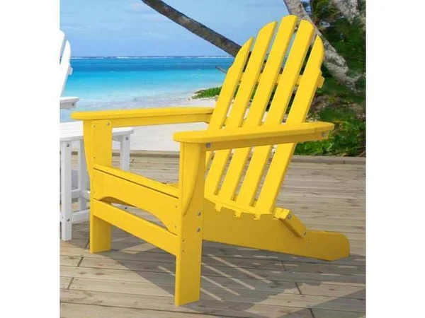 POLYWOOD Classic Recycled Plastic Foldable Adirondack Chair - Size: Lemon, Yellow