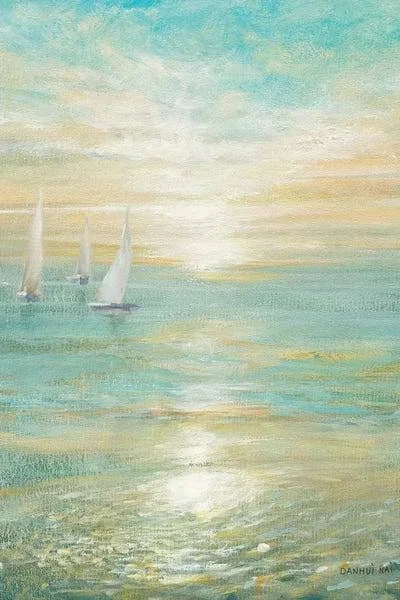 Framed Poster Prints - Sunrise Sailboats I by Danhui Nai ( scenic & landscapes > Sky > sunrises & Sunsets >