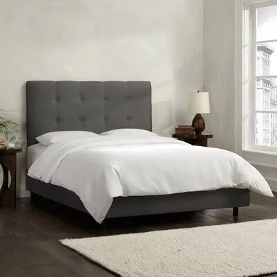 Double Button Tufted Upholstered Standard Bed Skyline Furniture Size: Twin, Color: Charcoal