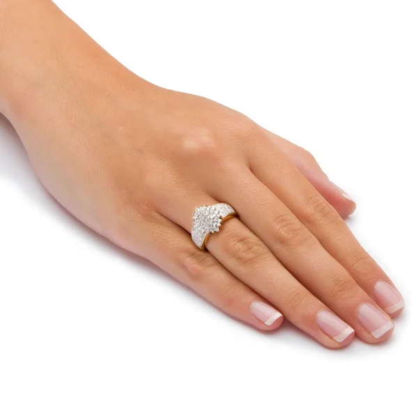 1/4 TCW Round Diamond 18K Gold Over Sterling Silver Marquise-Shaped Cluster Ring - 7
