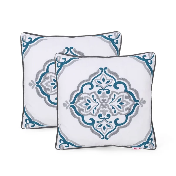 Anneli Modern Fabric Throw Pillow - Blue/Beige by GDFStudio