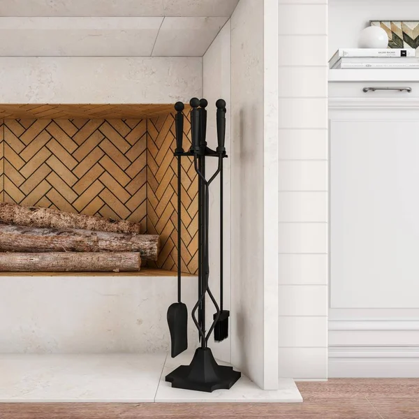 Hastings Home 627444Iby 5-Piece Fireplace Tool Set Heavy Duty Essentia