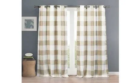 Blackout 365 Blush Aaron Buffalo Check Window Curtain Set