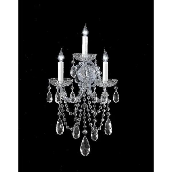 Crystorama 4423-CH-CL-SAQ Maria Theresa 3 Light Spectra Crystal Chrome Sconce