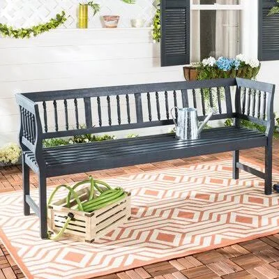 Millard Wood Bench Color: Dark Slate Gray