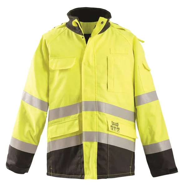 Occunomix FR-JDWDBK-YS Flame Resistant Bomber Jacket with D-Ring Access - Class 3, Yellow, Size Small