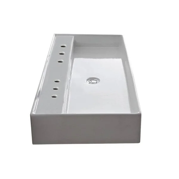 Nameeks 8031/R-120B Scarabeo 47-1/4x22 Ceramic Bathroom Sink for Vessel or Wall Mo White - Six Hole