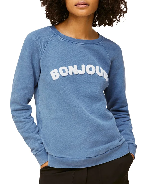 Whistles Women's Bonjour Logo Sweatshirt - Blue - Xs