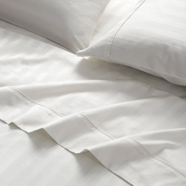 Brielle Home 100% Organic Cotton Dobby Stripe Sheet Set King, Blue