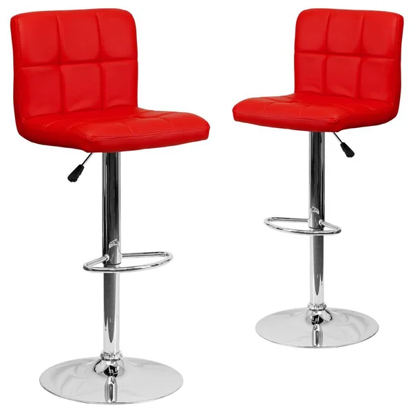 Carnegy Avenue 45.5 in. Red Bar Stool (Set of 2) - Red/Chrome