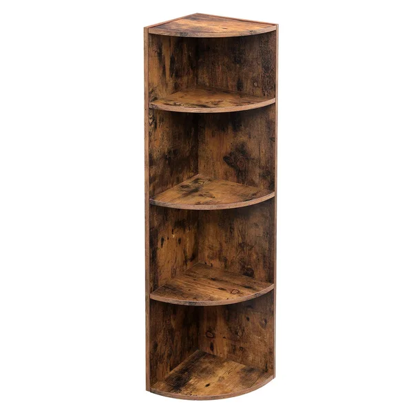 VASAGLE 4-Tier Corner Shelf Unit - Freestanding Display Storage Shelves and Wooden Bookcase, for Kitchen, Living Room, Study