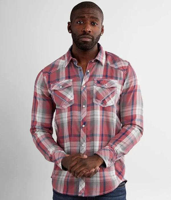 Bke Plaid Standard Shirt - Pink Medium, Men's