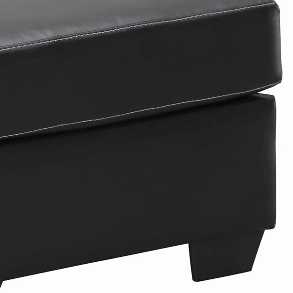 Benzara BM209230 Leatherette Upholstered Wooden Ottoman with Tapered Block Legs Gray