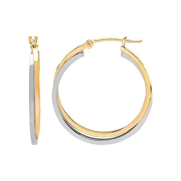 Intertwined Hoop Earrings in Two-Tone 14K Yellow & White Gold