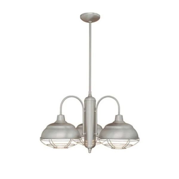 251 First Revolution Three-Light Outdoor Chandelier in Satin Nickel - Brushed - Industrial, Bellacor 2189886