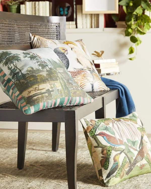 John Derian Floral Aviary Parchment Decorative Pillow