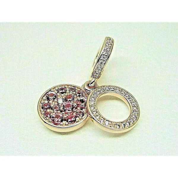 Pandora 789186C02 Sparkling Pink Disc Dangle Charm Rose Collection