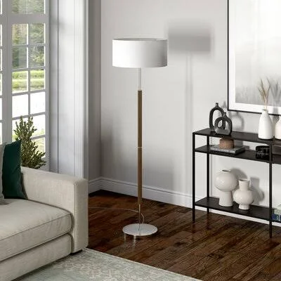 Vidalia 62x22 Floor Lamp Wade Logan Base Finish: Rustic Oak/Polished Nickel