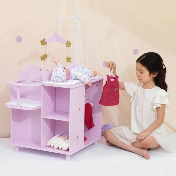 Olivia&s Little World - Baby Doll Changing Station with Storage, Twinkle Stars Princess
