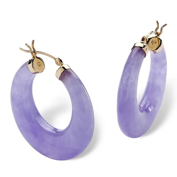 Lavender Jade 14K Yellow Gold Hoop Earrings
