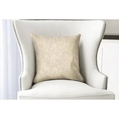 Cale Flower Throw Pillow Charlton Home Color: Tan/Beige - Size: 26x22 x 26x22