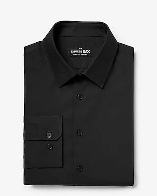 Slim Solid Stretch Cotton 1Mx Dress Shirt Black Men's L