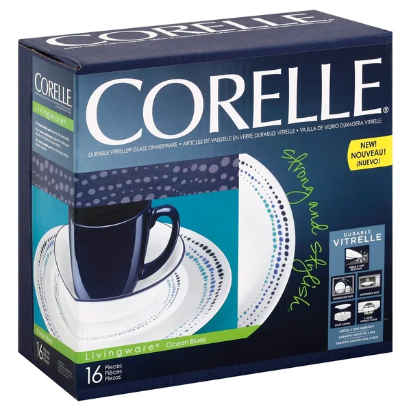 Corelle Livingware Dinnerware, Ocean Blues, 16 Piece