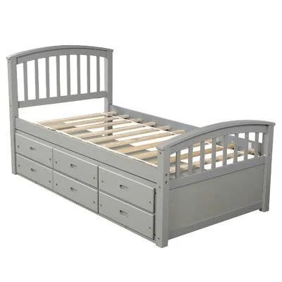 Twin Size Platform Storage Bed with 6 Drawers Harriet Bee Bed Frame Color: Gray