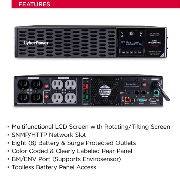 CyberPower Smart App Sinewave 1500VA - 1500W UPS PR1500RTXL2U