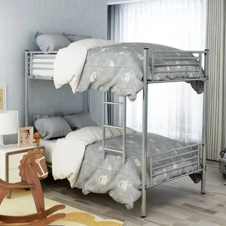 Merax Twin Over Twin Metal Bunk Bed - Multiple Colors, Silver