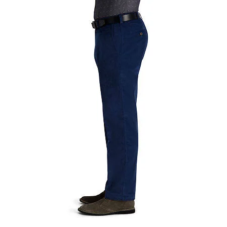 Haggar Mens Stretch Corduroy Expandable Waist Classic Fit Pant - Men's, Size: 36W x 34L, Blue