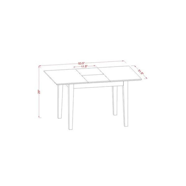 East West Furniture NFVA5-LWH-W 5-Piece Rectangular Dining Table Set4 Kitchen Chairs with Slatted Back and Wooden Seat and Butte