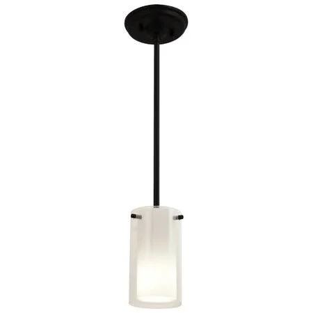 Sontag 1-Light Cylinder Pendant Latitude Run Shade Color: Half Opal - Finish: Graphite