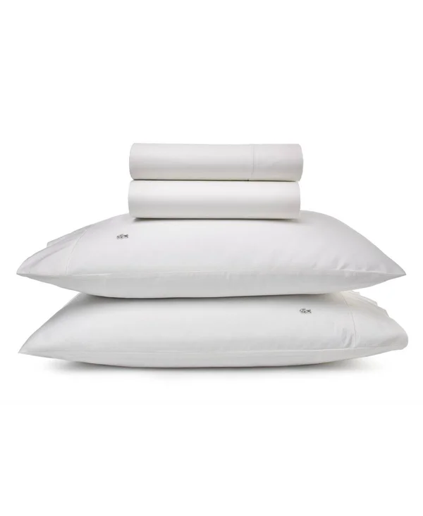 Lacoste Home Match Point Collection Sheet Set - Standard King - White, Terracotta