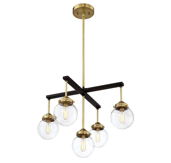 Meridian M10041ORBNB 5 Light Chandelier - Oil Rubbed Bronze with Brass